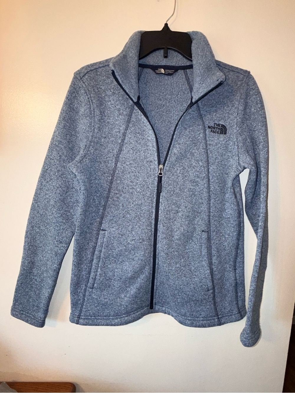 The North Face Heathered Blue Zip-Up Crescent Fleece Jacket